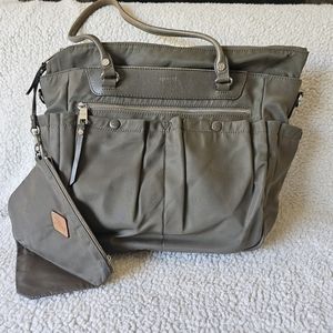 MZ Wallace olive green/gray nylon tote